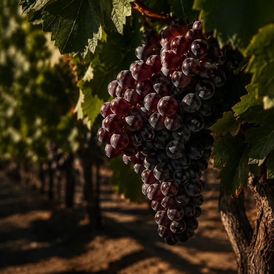 Racimo de uvas pisqueras maduras en el viñedo
