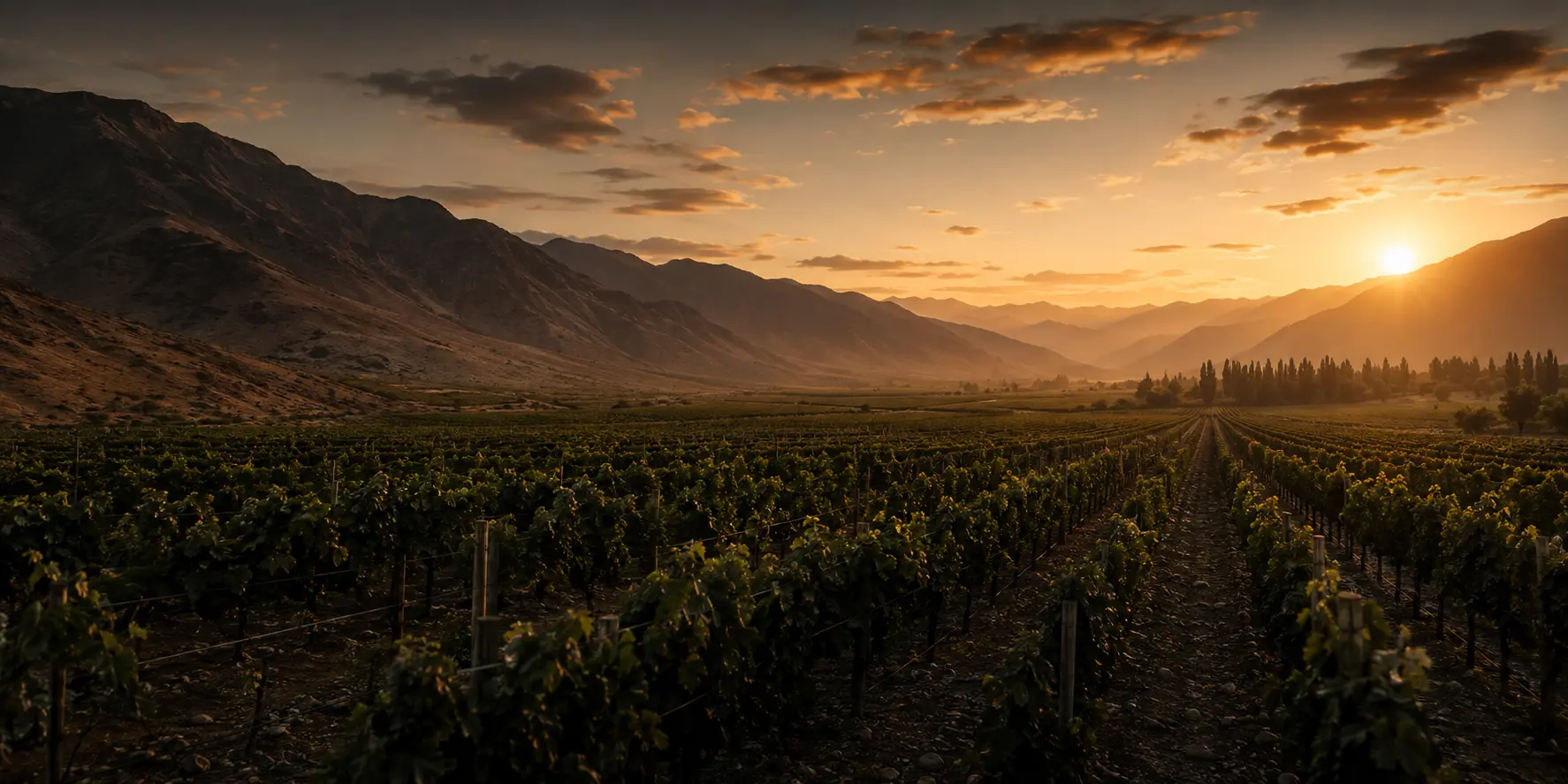 Viñedos en el Valle de Copiapó al amanecer